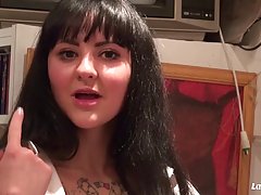 Passionate brunette babe is having anal sex with her new boss, for the first time