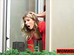 Dirty minded blonde with big tits, Cory Chase is sucking a rock hard dick during a thanksgiving